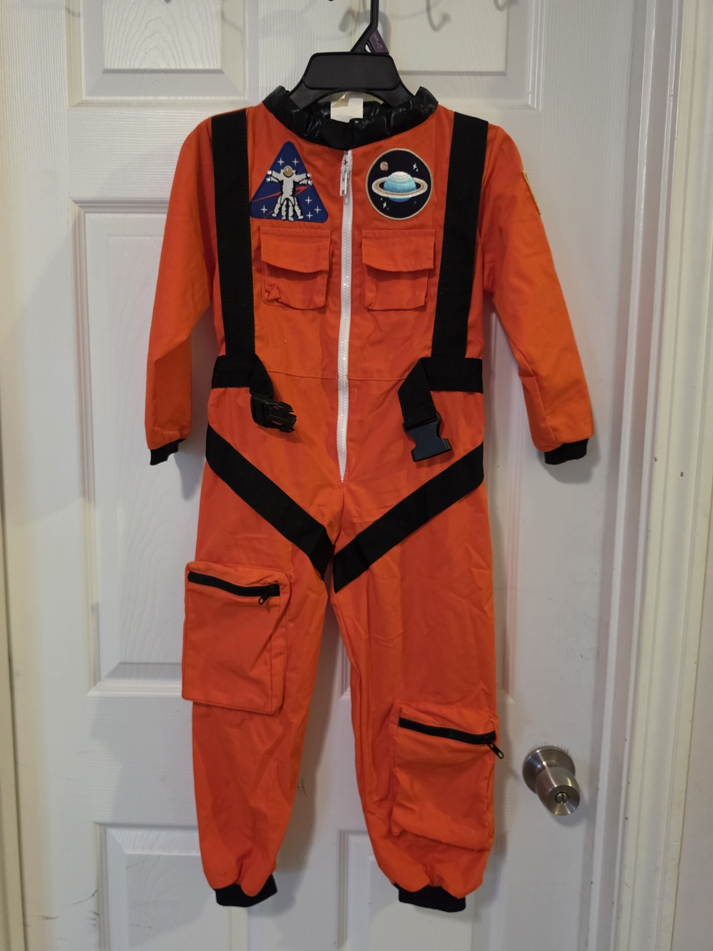 Kids Orange Space Explorer Costume Jumpsuit Size Small 4/6